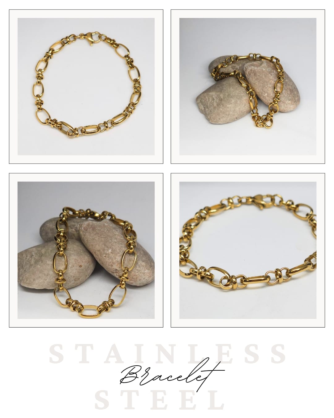 Gold-tone stainless steel bracelet 19.5cm