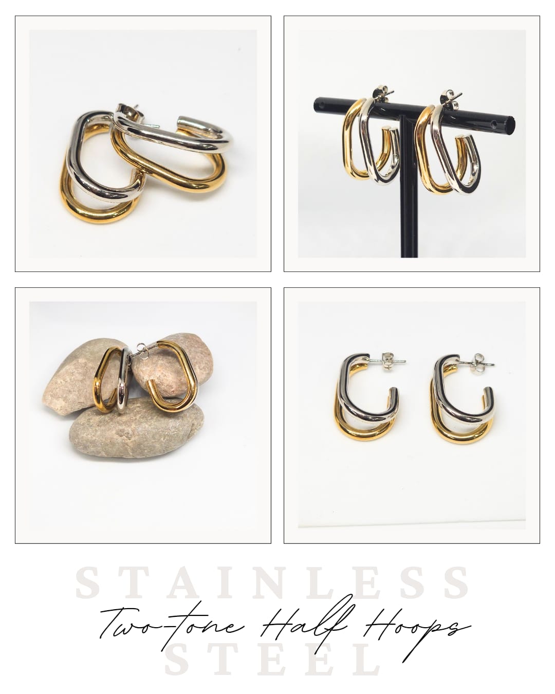 Two-tone half hoops 26x19mm